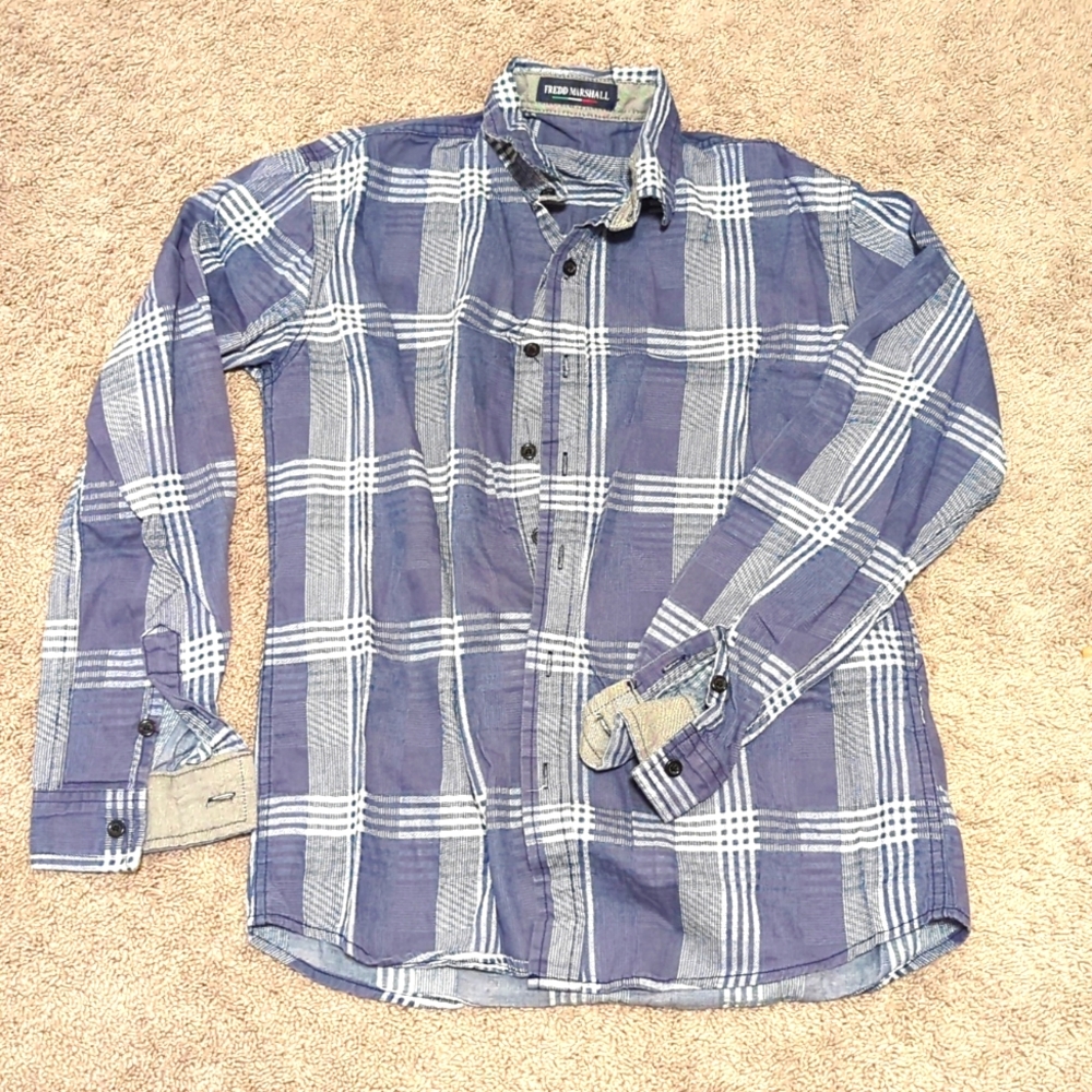 Men's Small Button Down Blue Grey Fred Marshall